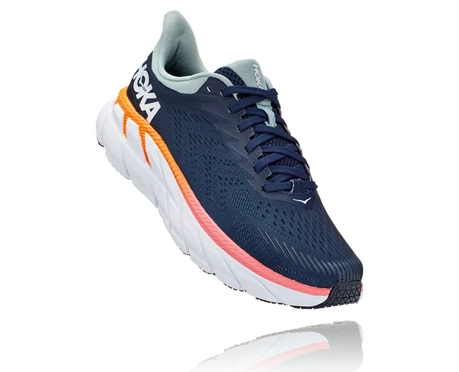 Black / Blue Men's Hoka Clifton 7 Running Shoes | 2978105-SV