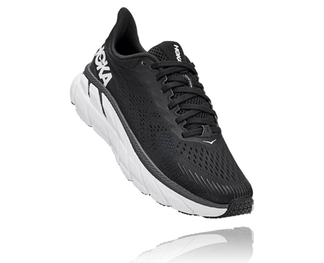 Black / White Men's Hoka Clifton 7 Training Shoes | 6018352-VY