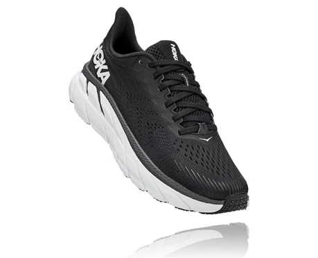 Black / White Women's Hoka Clifton 7 Running Shoes | 1430867-DU