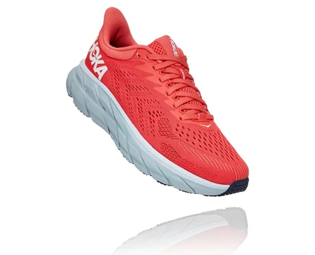 Coral / White Women's Hoka Clifton 7 Running Shoes | 9078314-HG