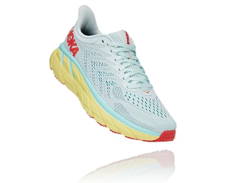 White / Coral Women's Hoka Clifton 7 Road Running Shoes | 8970164-UF