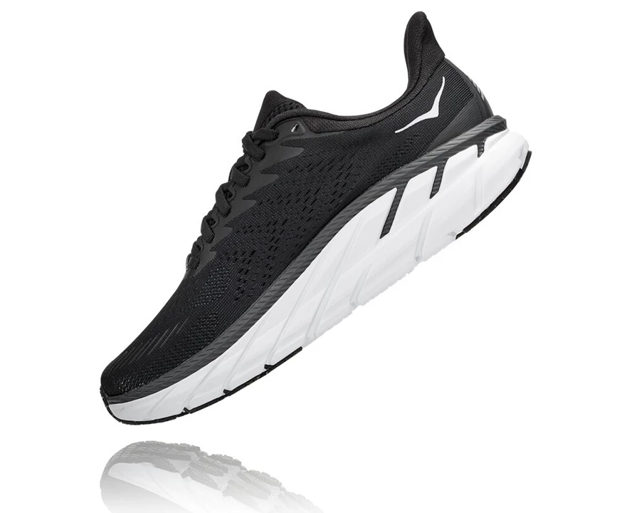 Black / White Men's Hoka Clifton 7 Training Shoes | 6018352-VY