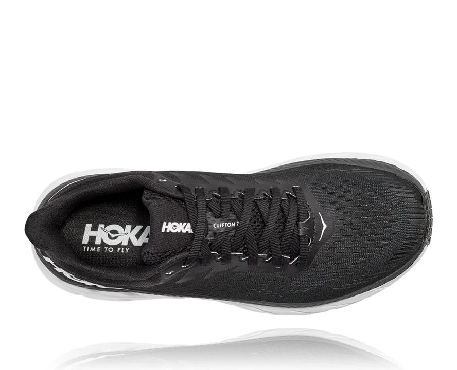 Black / White Men's Hoka Clifton 7 Training Shoes | 6018352-VY