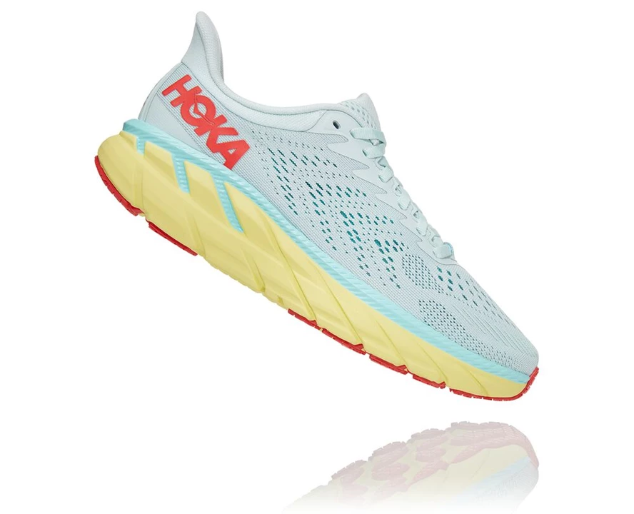 White / Coral Men's Hoka Clifton 7 Training Shoes | 3180476-UV