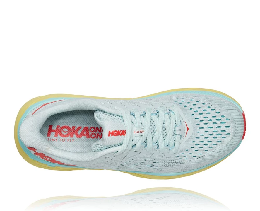 White / Coral Men's Hoka Clifton 7 Training Shoes | 3180476-UV